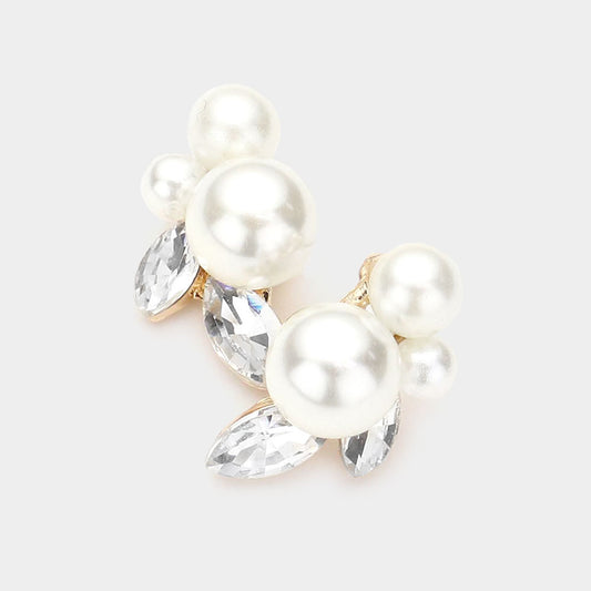 Triple Stone and Pearl Earring